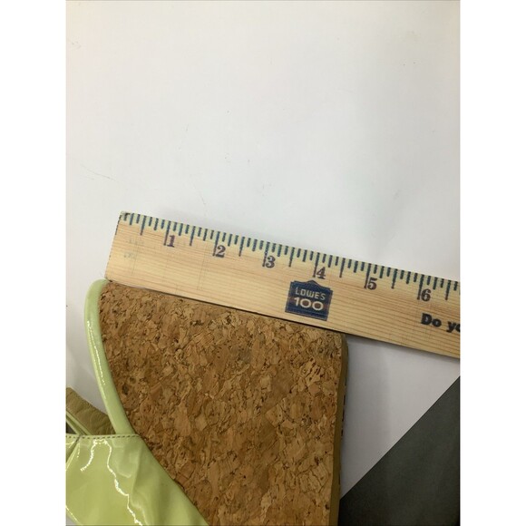 Jimmy Choo Lime Patent Cork Wedge Slingback Peep Toe US 8½ EU 39½ Pre-Owned - Picture 8 of 8